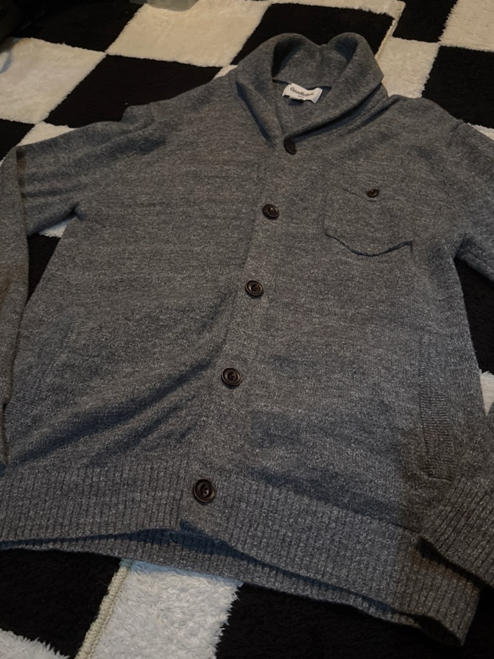 Goodfellow & Co Gray Shawl-Collar Button Cardigan